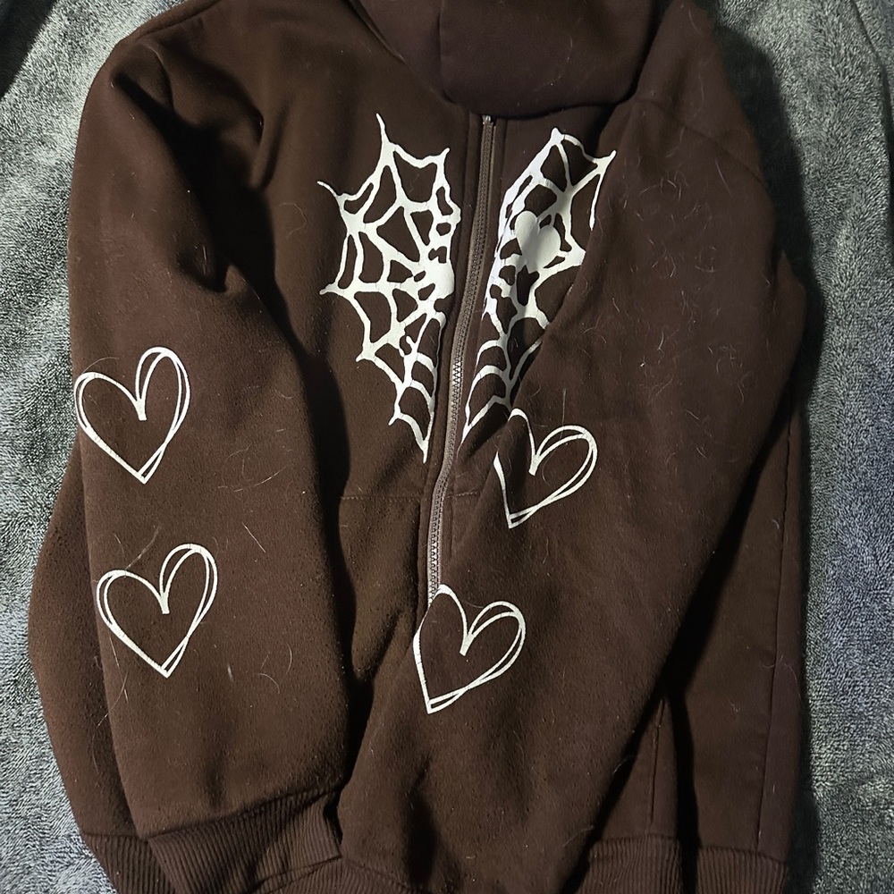 Spider Web and Heart Brown Jacket